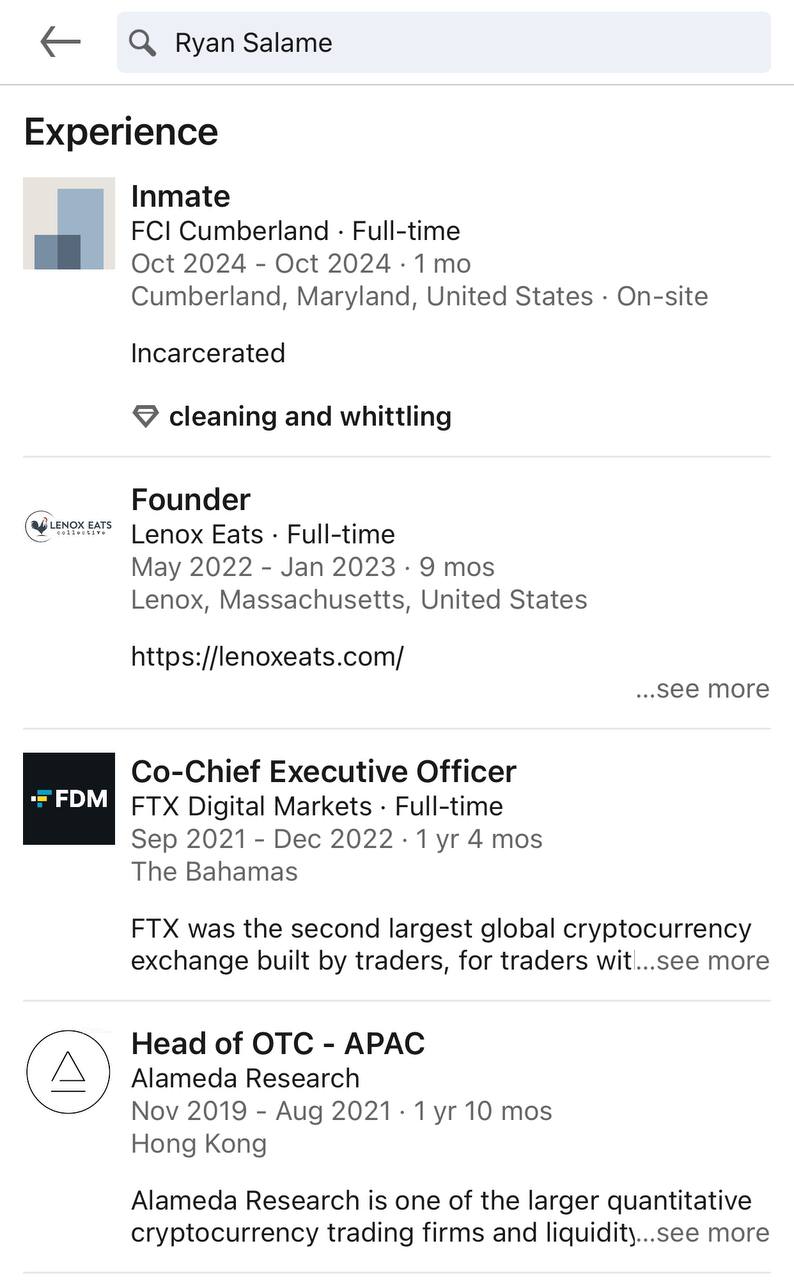 Топ-менеджер FTX сменил место работы в Linkedin после приговора к 7,5 годам заключения — изображение 1