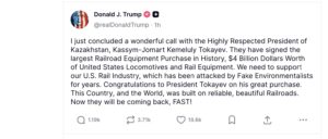 Трамп поздравил Токаева с «крупнейшей сделкой» на 4 миллиарда