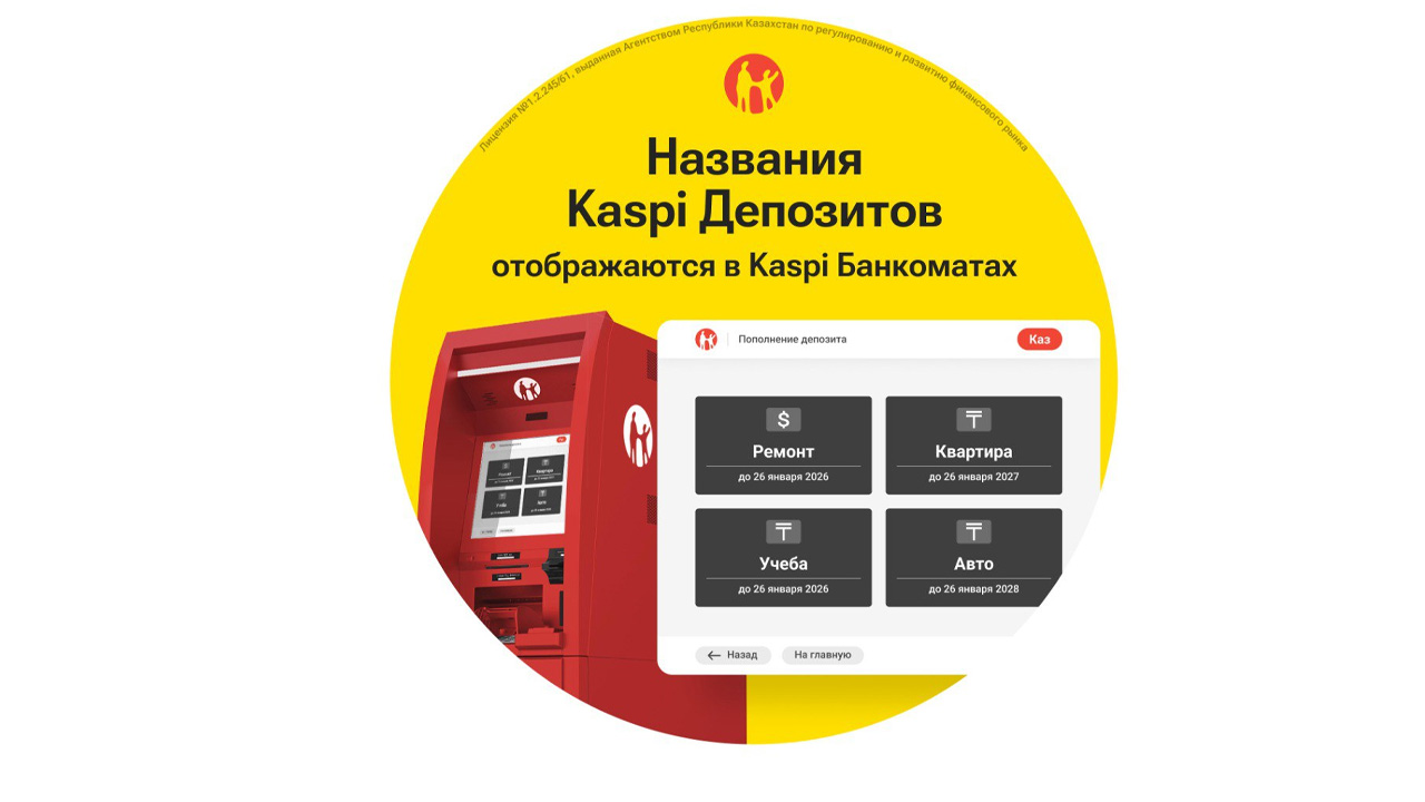 В банкоматах Kaspi.kz деньги по депозитам теперь можно распределять адресно